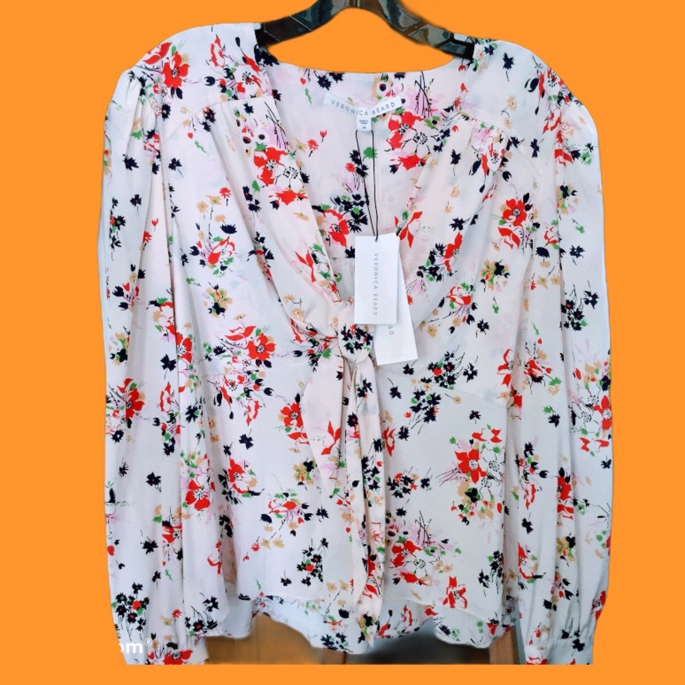 Veronica Beard Stretch Silk Payton Blouse Size 14 - Picture 1 of 8